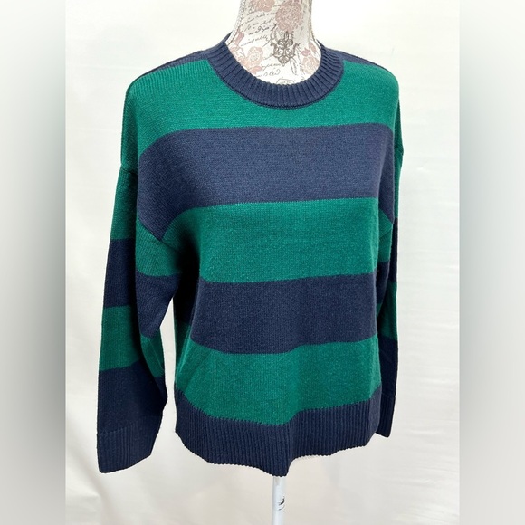 DIVIDED by H&M Navy and green stripe crew neck sweater size XS - Picture 6 of 11